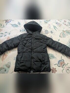 Kids Hooded Black Puffer Jacket